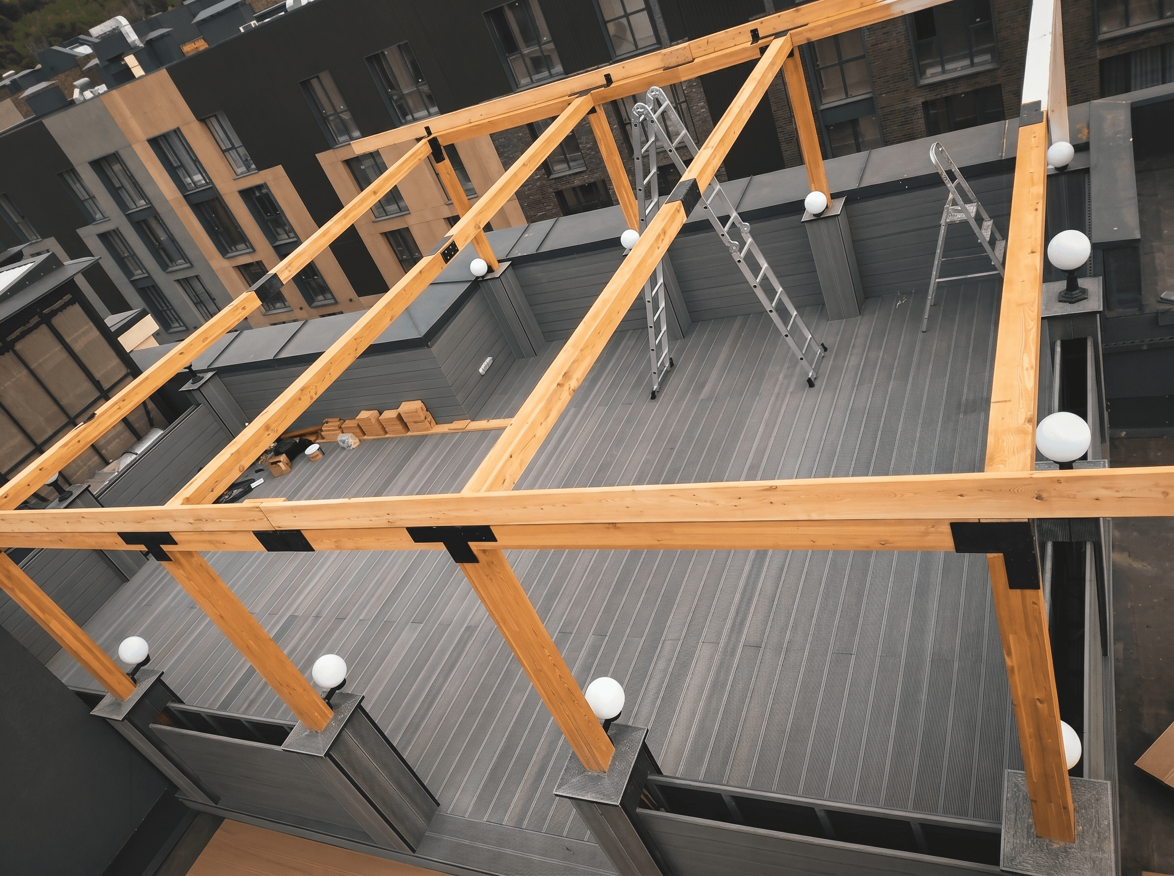 Работа Handecking: Кровельная терраса 48 м² — террасная доска ДПК в Алматы