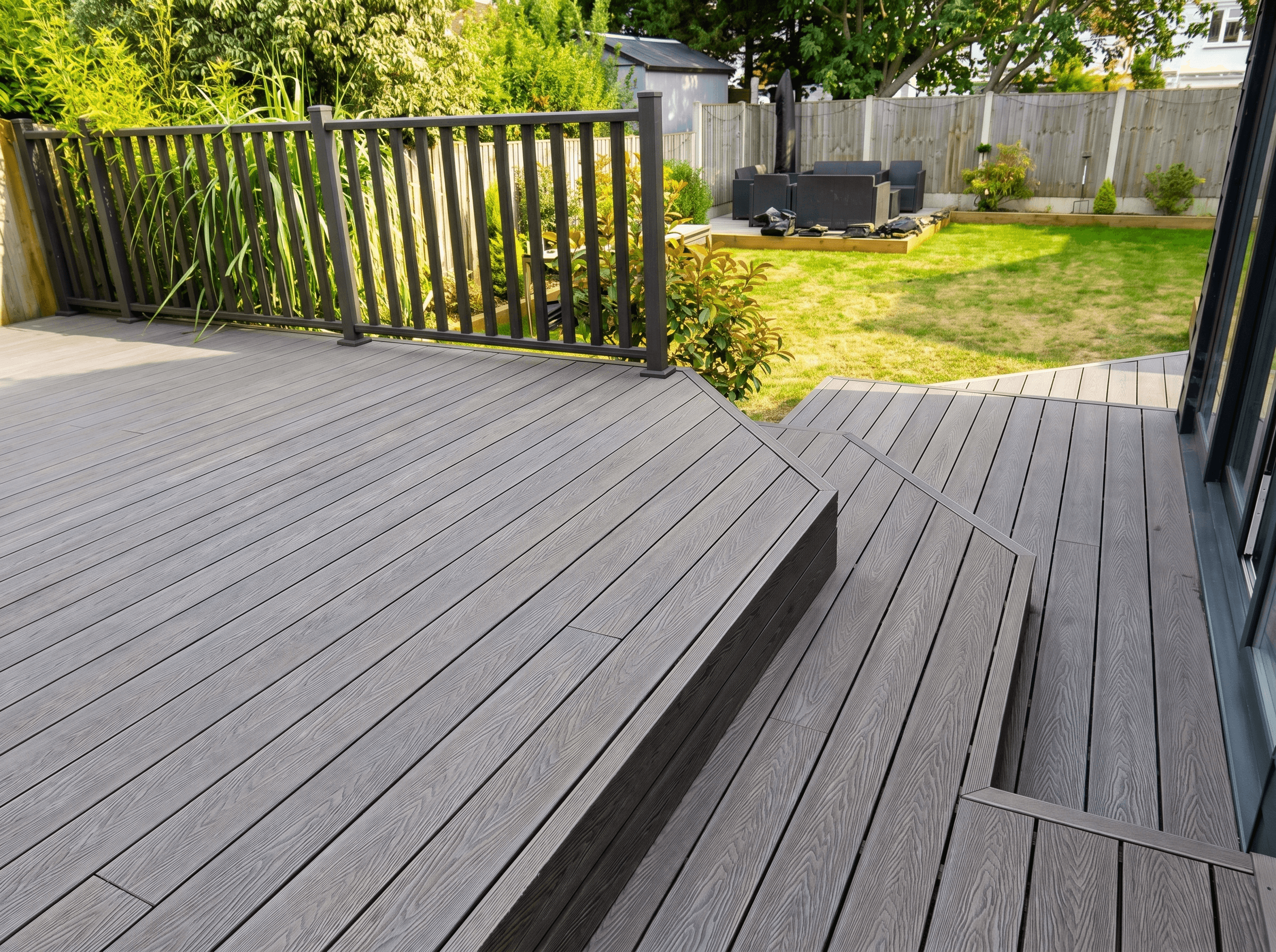 Работа Handecking: Терраса с ограждением · антрацит — террасная доска ДПК в Алматы