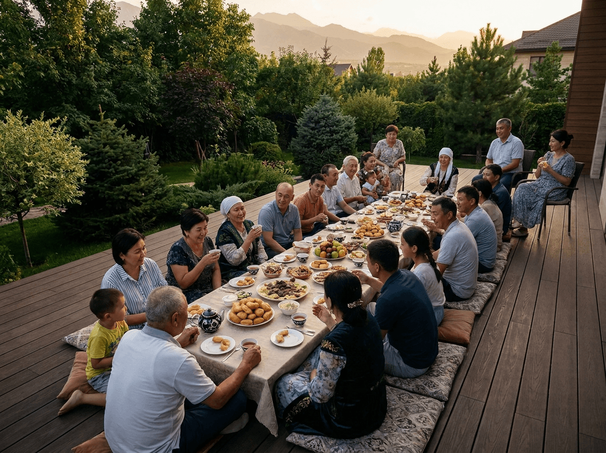 Той и дастархан на 30 гостей — терраса из ДПК Handecking в Алматы